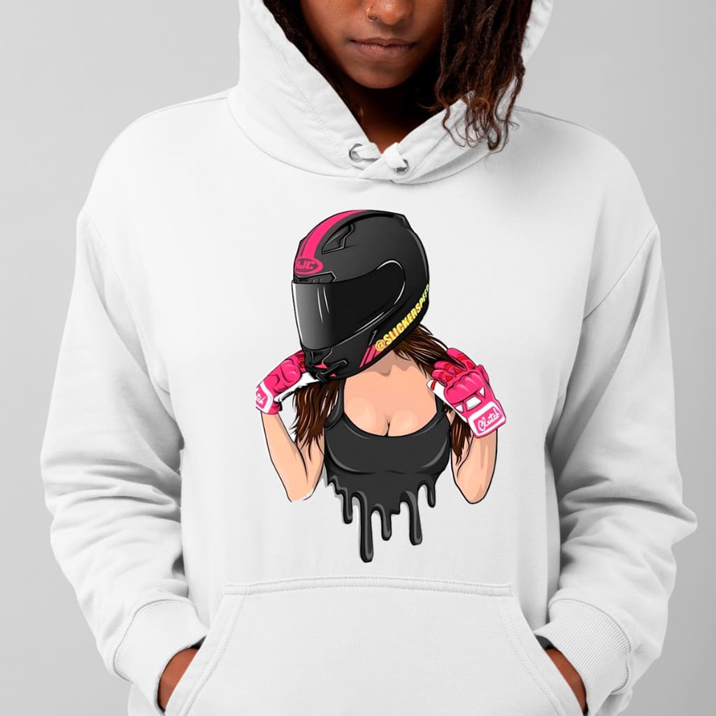 Moletom Feminino Canguru Mulher Moto Capacete Moda Inverno 100% Algodão Quentinho