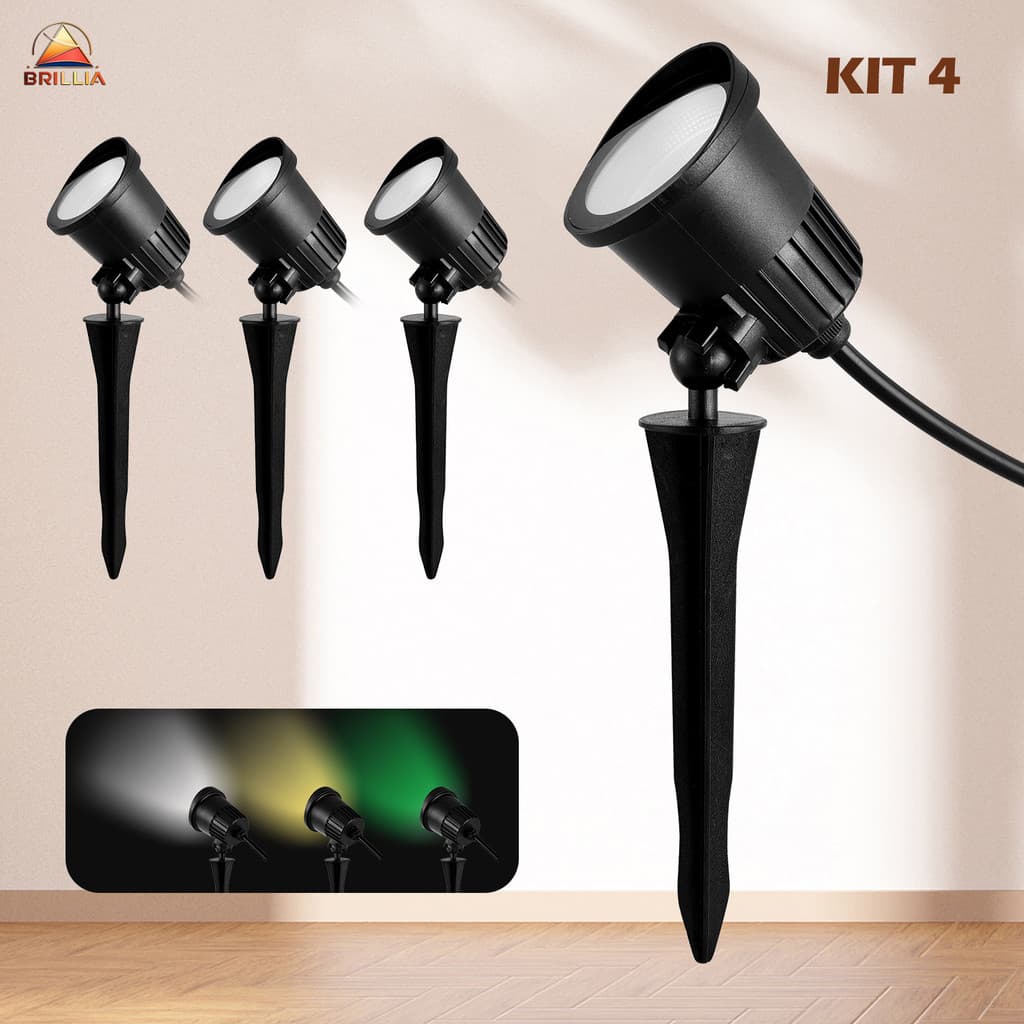 LED Luminária Espeto Jardim LED 7W à Prova d’Água Branco Frio Quente ou Verde IP65 Bivolt