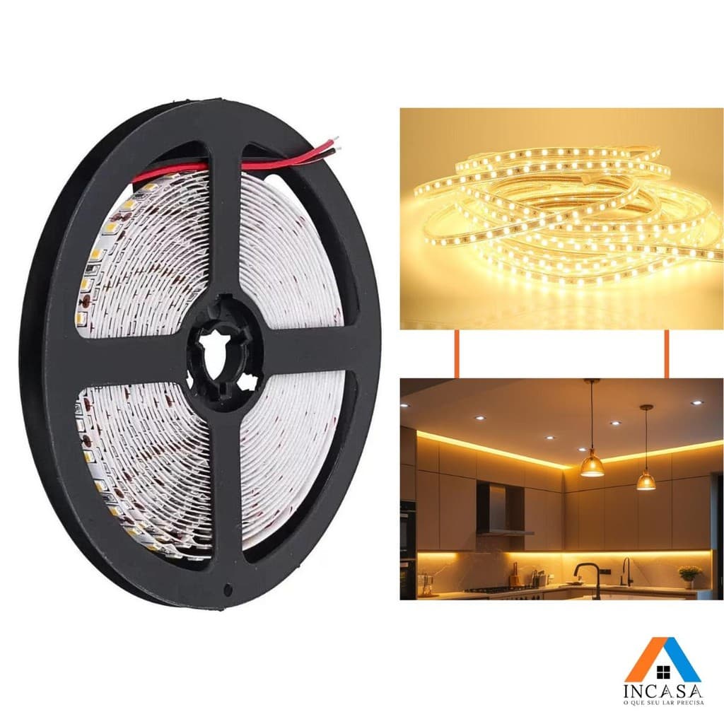 Fita Led Rolo 5 Metros Branco Quente Dupla Face Adesivo Cor Da Luz Branco-quente 3000K