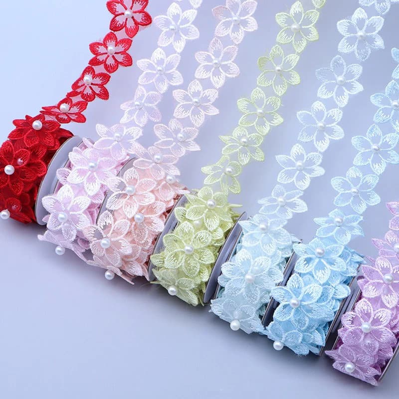 Fita De Renda De Pérola Bordada De 3.3 cm , Enfeite De organza , Suprimentos De Artesanato DIY Para Costurar Vestidos ,
