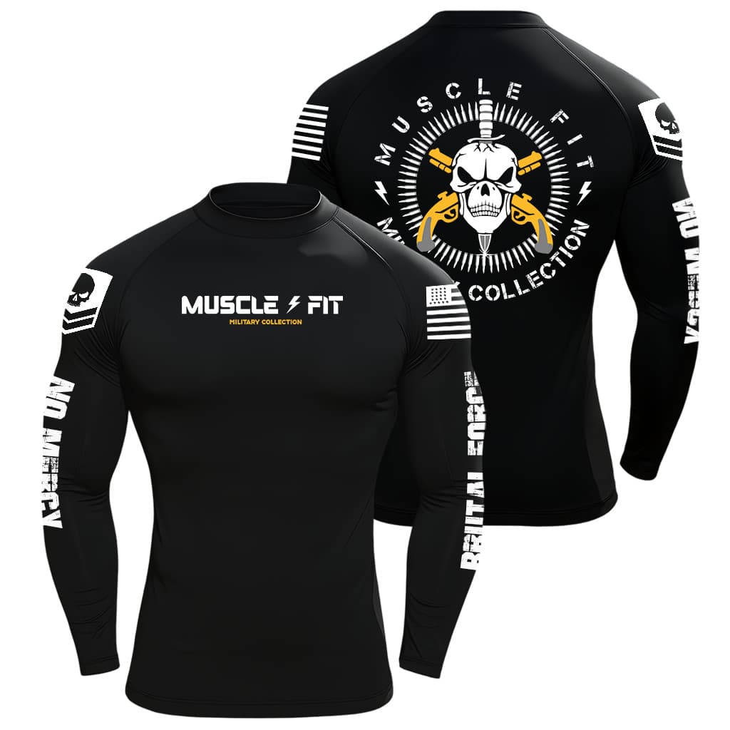 Camiseta Dry Fit Original Muscle Fit Manga Longa Masculina Bope Military