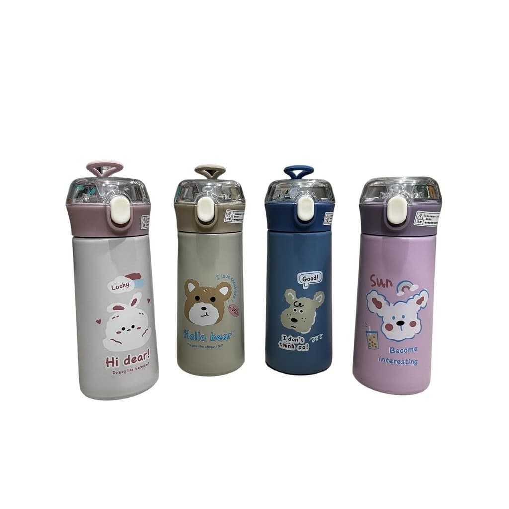 Garrafa térmica Infantil de Urso quente e frio 380ml com Canudo de Silicone