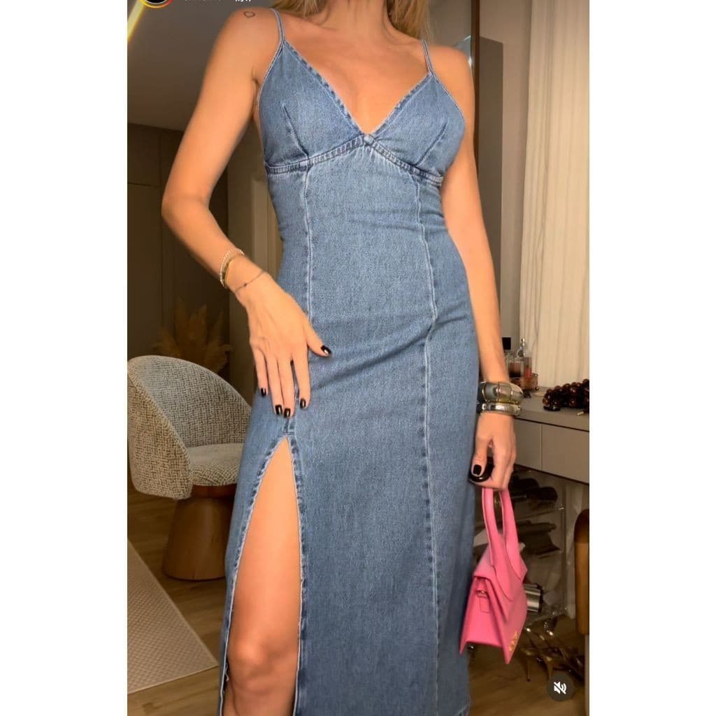 ninajeans 8254 vestido longo com lycra jeans feminina 8254