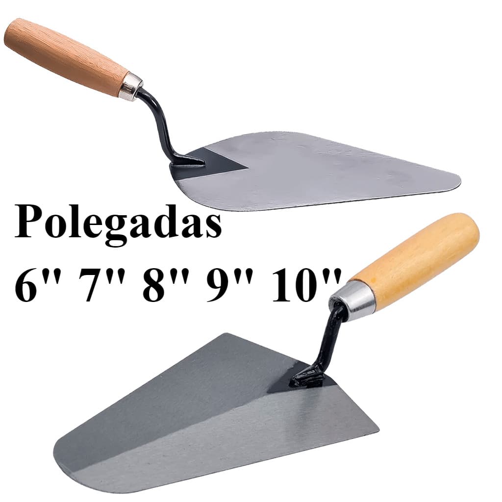 Colher Pedreiro Reto ou Redondo Aço Carbono Reforçado Obra Reboco Massa Construção Marceneiro Número 6 7 8 9 10 Polegadas Pequena Grande Redonda Quadrada Marca Profissional Fertak Ferramentas
