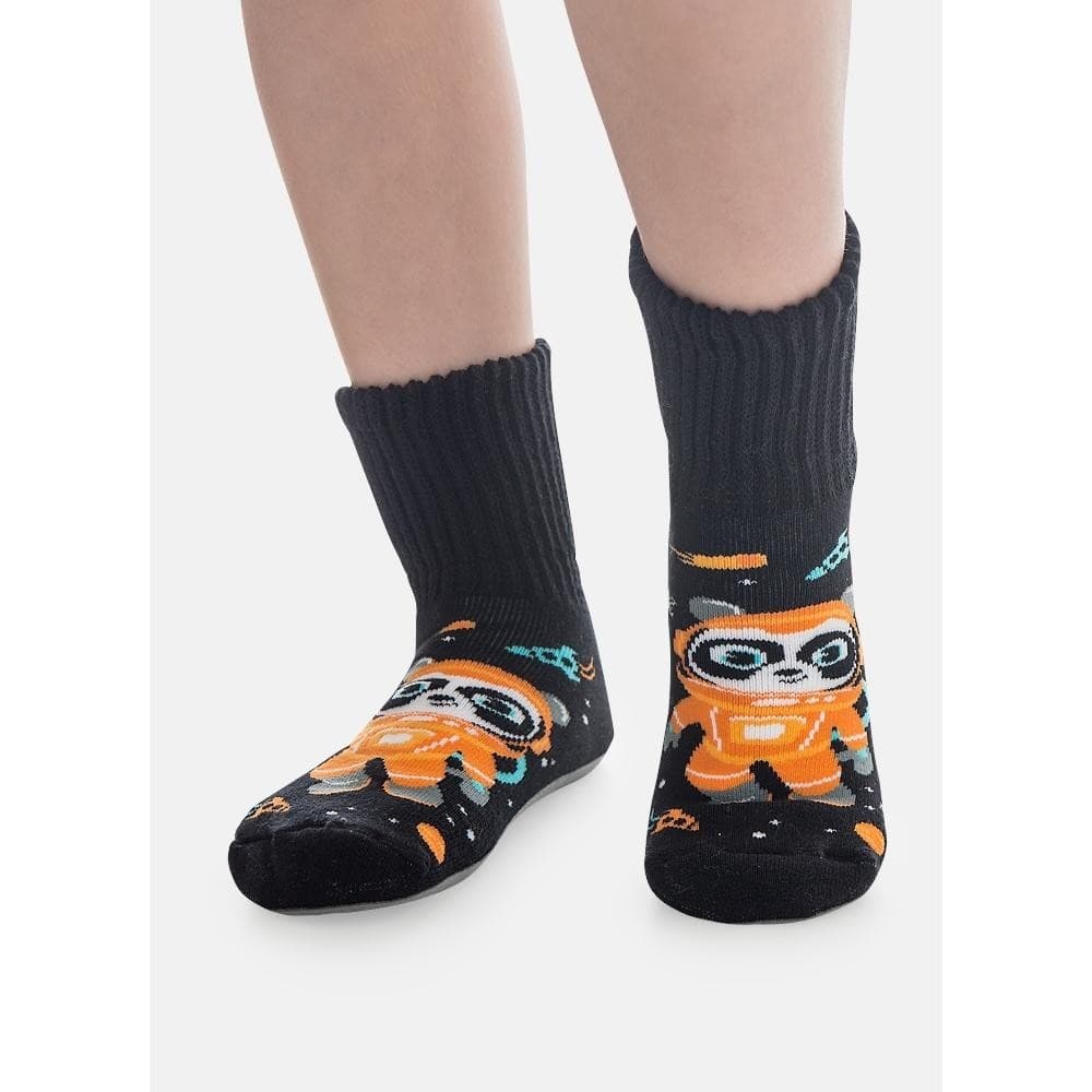 Meia Infantil Menino Estampada Botinha com Sola Emborrachada Panda Puket