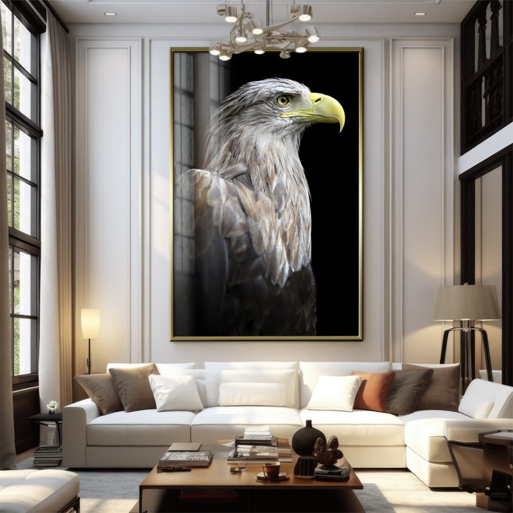 Quadro Decorativo GRANDE Alta Resolução Para Sala Quarto Escritório Águia Fundo Preto
