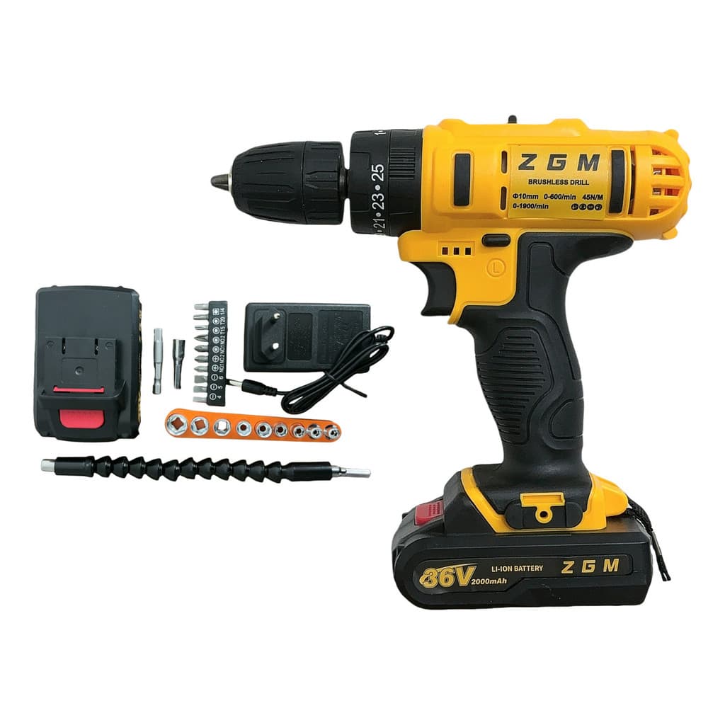 Parafusadeira Furadeira Sem Fio Bivolt 36v 2 Baterias Zgm F