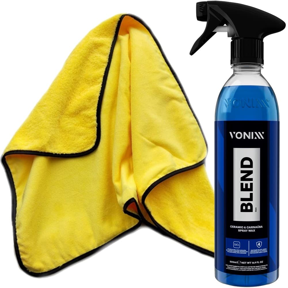 Kit Cera Automotiva Blend Spray 500ml Vonixx Toalha de Secagem Automotiva 60x90 Karbox