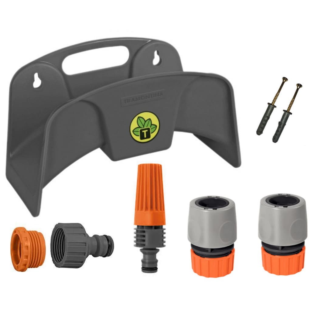 Suporte para mangueira +Esguicho +Engate Rapido + Adaptador Tramontina
