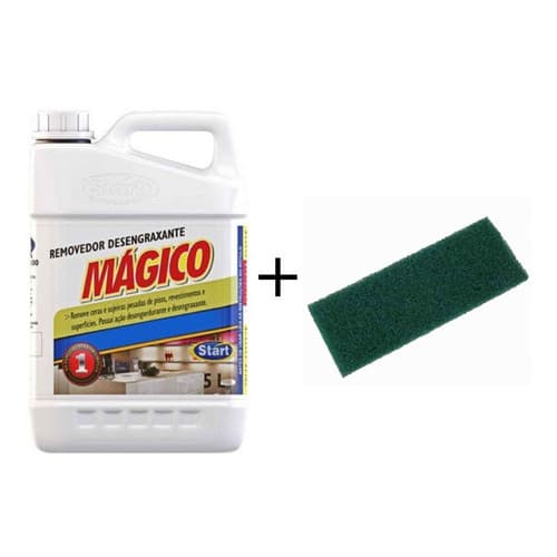 Removedor de Cera Sujeira Pesada Magico 5L + Fibra Verde Piso Frio Lavável Ceramica Piso Rustico