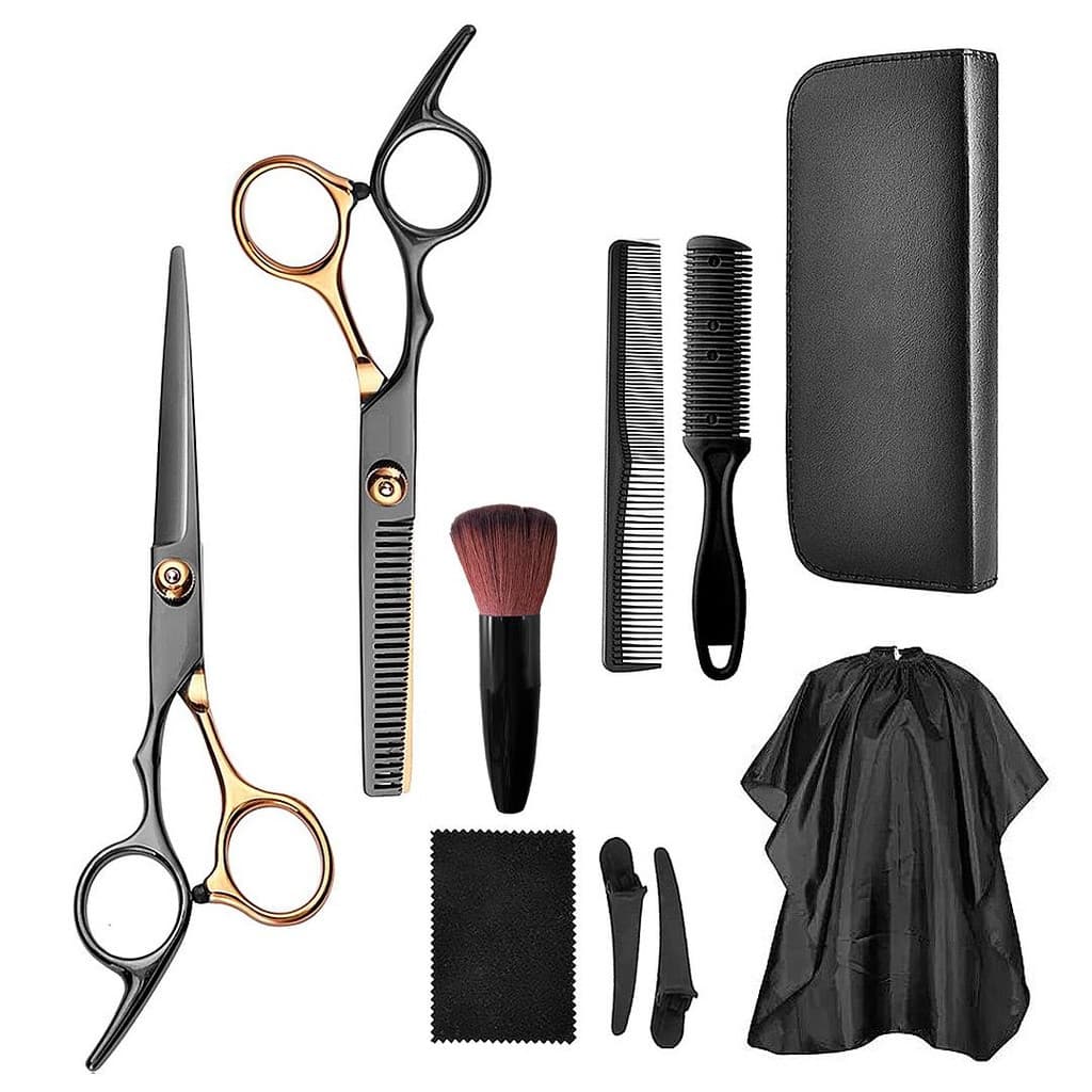 Kit Barbeiro Tesoura Profissional p/Cortar Cabelo Pente