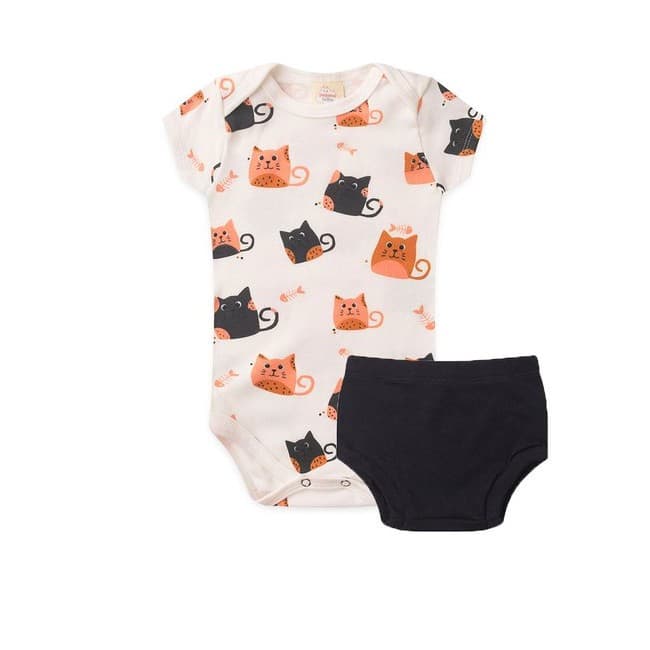 Conjunto Body e Tapa Fralda Gatinho