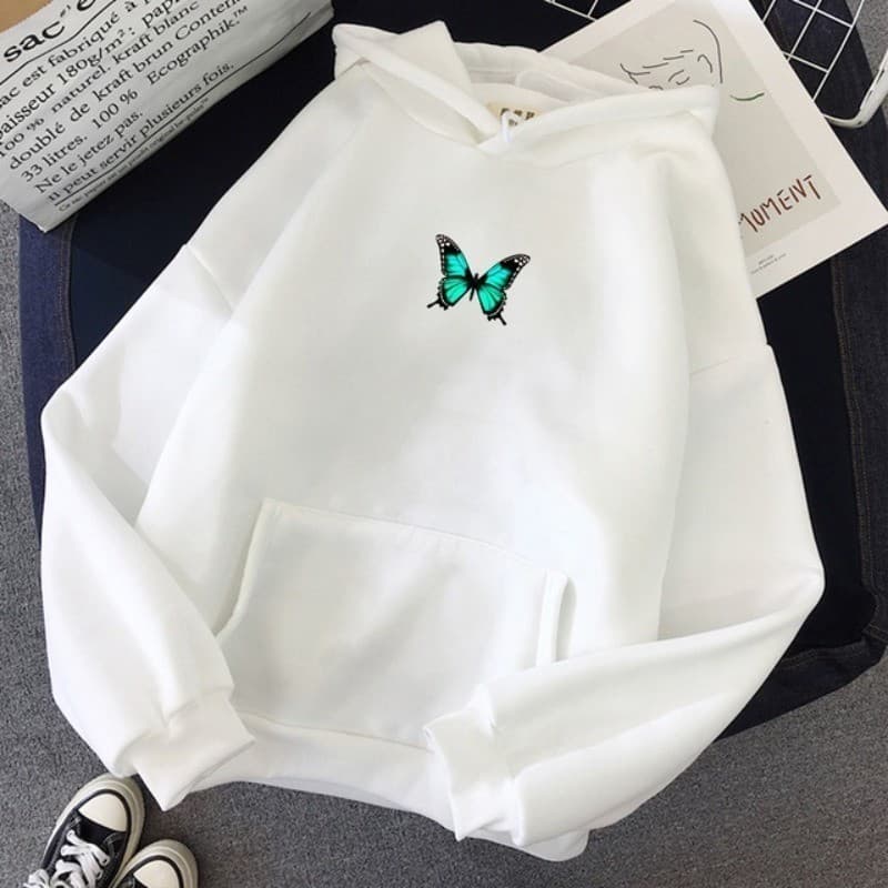 Blusa Moletom Borboleta Minimalista Casaco Tecido Quente
