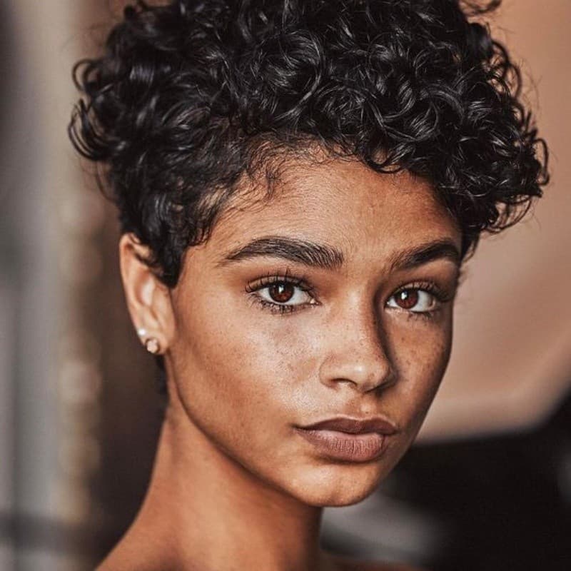 Peruca Europeia E Americana Cabelo Curto Encaracolado Feminino Africano Preto Fofo