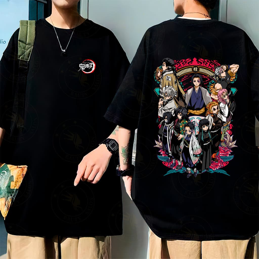 Camiseta Masculina Camisa Unissex BR.halo Camiseta Oversize Algodão Anime Pilares Demon Slayer Masculina Feminina Street