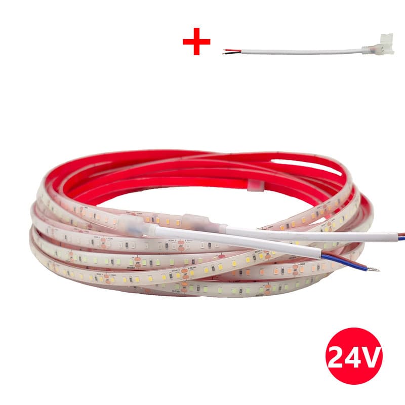 Fita de Luz LED à Prova d'Água 24V 12V 2835 Alta Brilho 120 LEDs Silicone Sólido Iluminação Profunda para Aquário Fita d