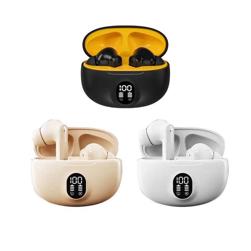 2025 S510 Fones de Ouvido Bluetooth 5.1 com Display LED TWS Controle por Toque Cancelamento de Ruído Fones de Ouvido Sem