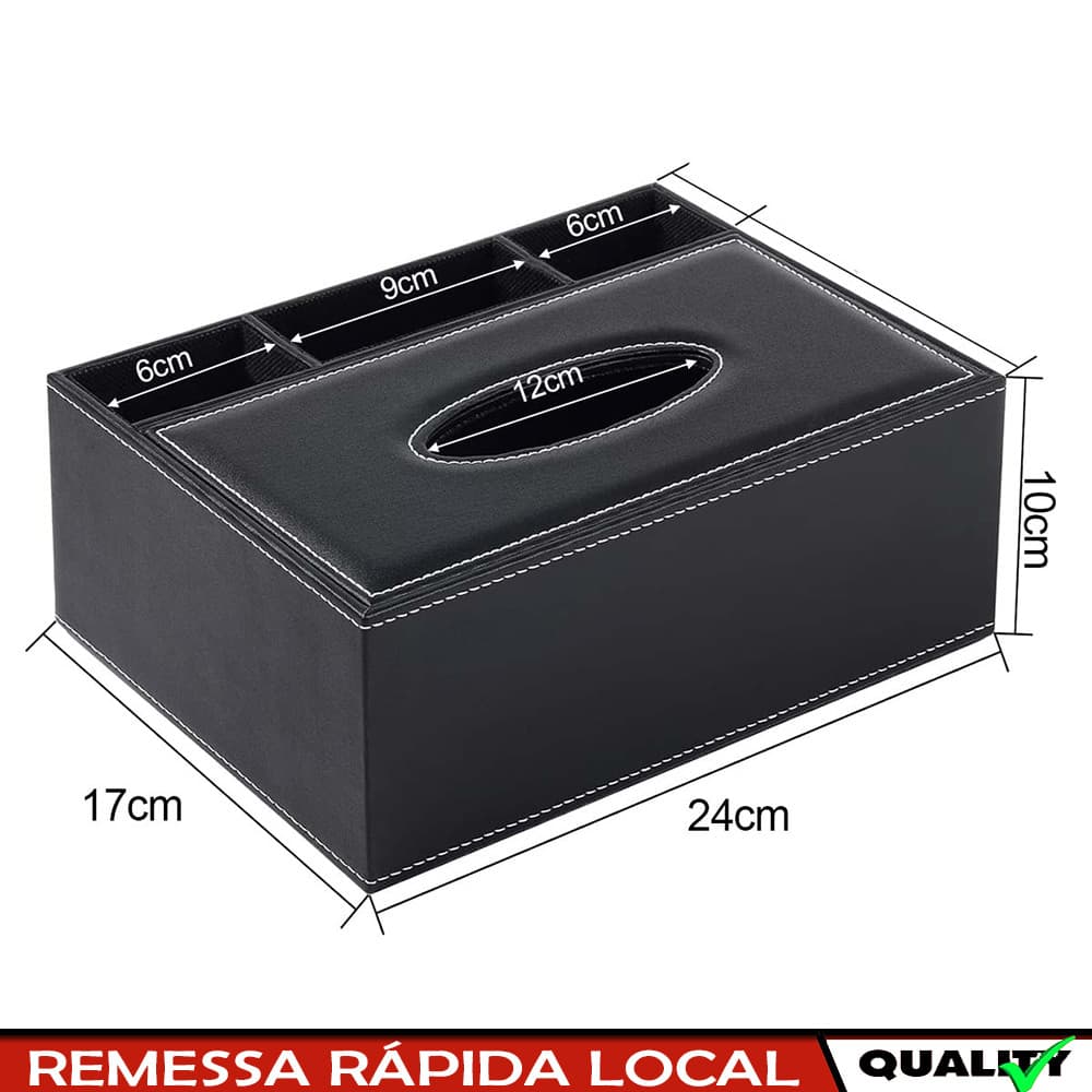 Dispensador de lenços faciais Organizador de mesa Caddy Material de escritório doméstico (preto)