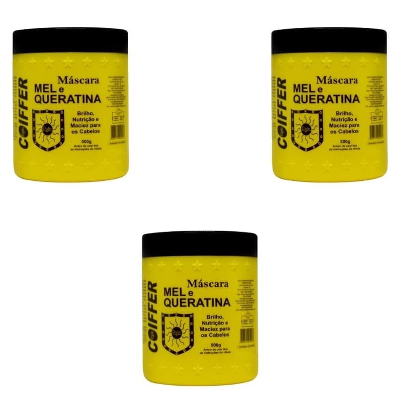 Kit Combo 3 unidades Máscara Mel e Queratina Coiffer