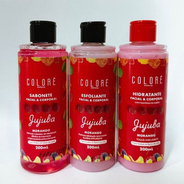 Kit Sabonete Esfoliante e Hidratante Jujuba Morango - Colore