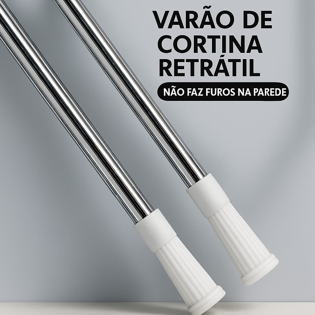 Varão Barra de Metal Para Cortina Retrátil Ajustável Sem Furar Parede Banheiro Box Porta