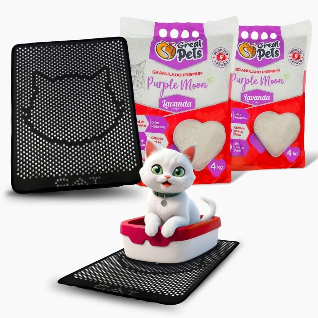 Kit 2 Areia Purple Moon 4Kg E Tapete Coletor De Areia Mypetone