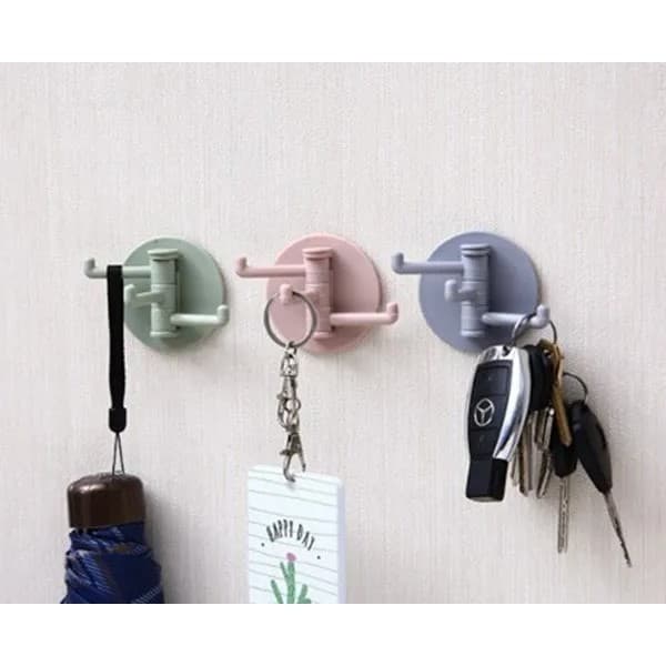 KIT 2-12 Ganchos Adesivo Triplo Articulável Multiuso Autocolante Até 2.0 Kg-12