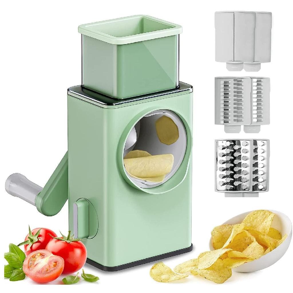 Ralador de Queijo Fatiador Legumes Cortador Vegetais Manual 3 em 1 Multiuso Cozinha Giratorio Manivela