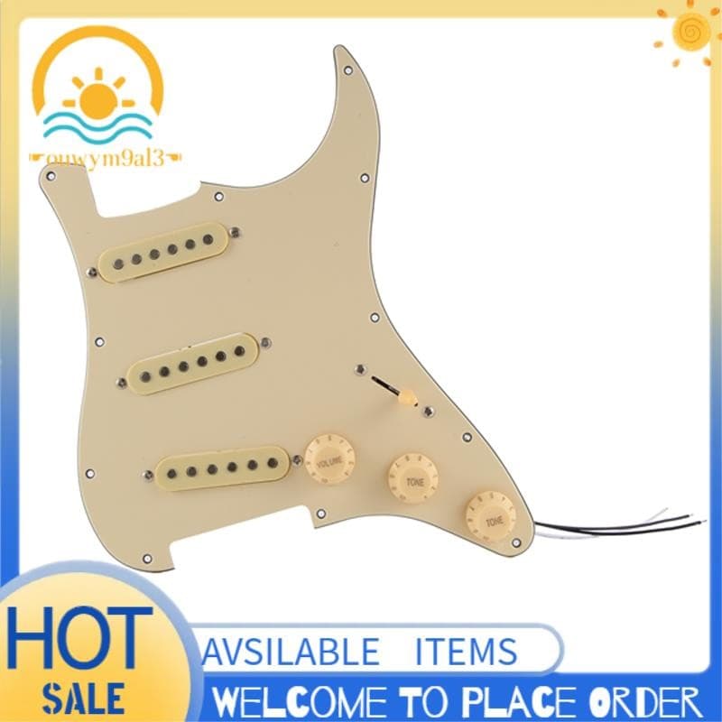 Captadores Pickguard De Guitarra Elétrica Carregados Conjunto De Placa De Arranhões Pré-Fiado SSS Amarelo