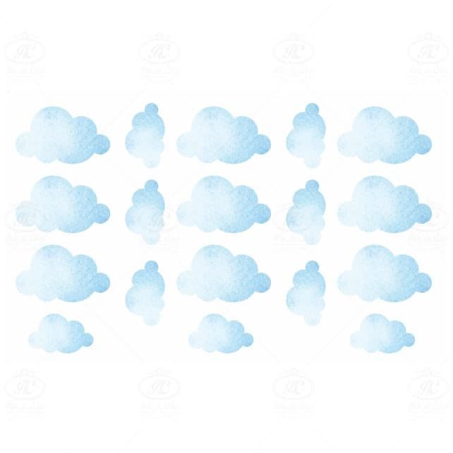 Adesivo De Parede Infantil Kit Nuvens Azuis Do Safari