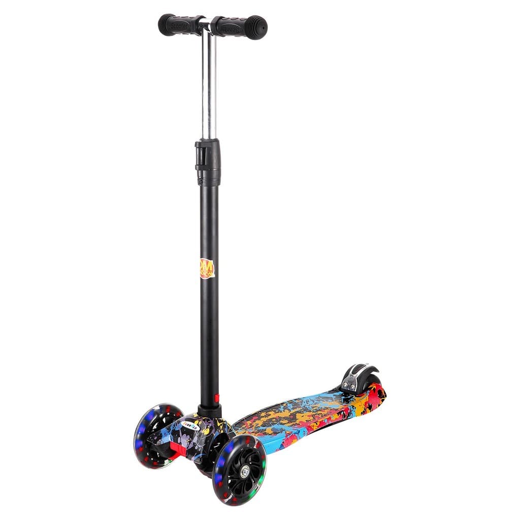 Patinete Infantil Flash Radical Colorido 3 Rodas Luz Led Dobrável Ajustável - Dm Toys