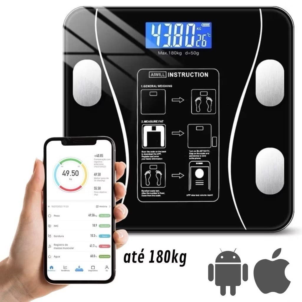 Balança Digital Medidora Corporal Bioimpedância balança digital corporal balança corporal até 180kg