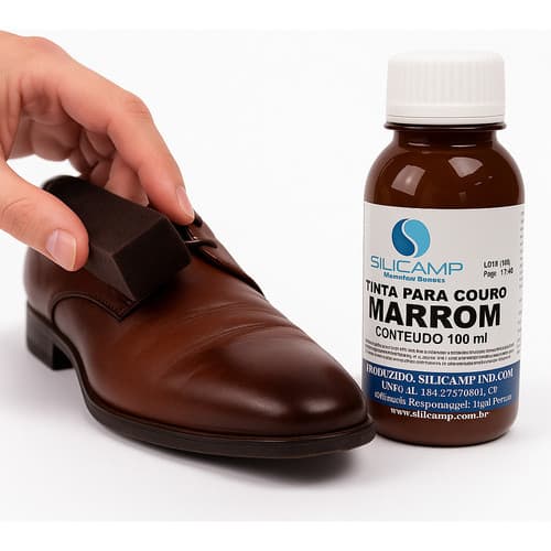 Tinta Para Couro Marrom Plástico Banco Carro Sapato Sofá 100ml
