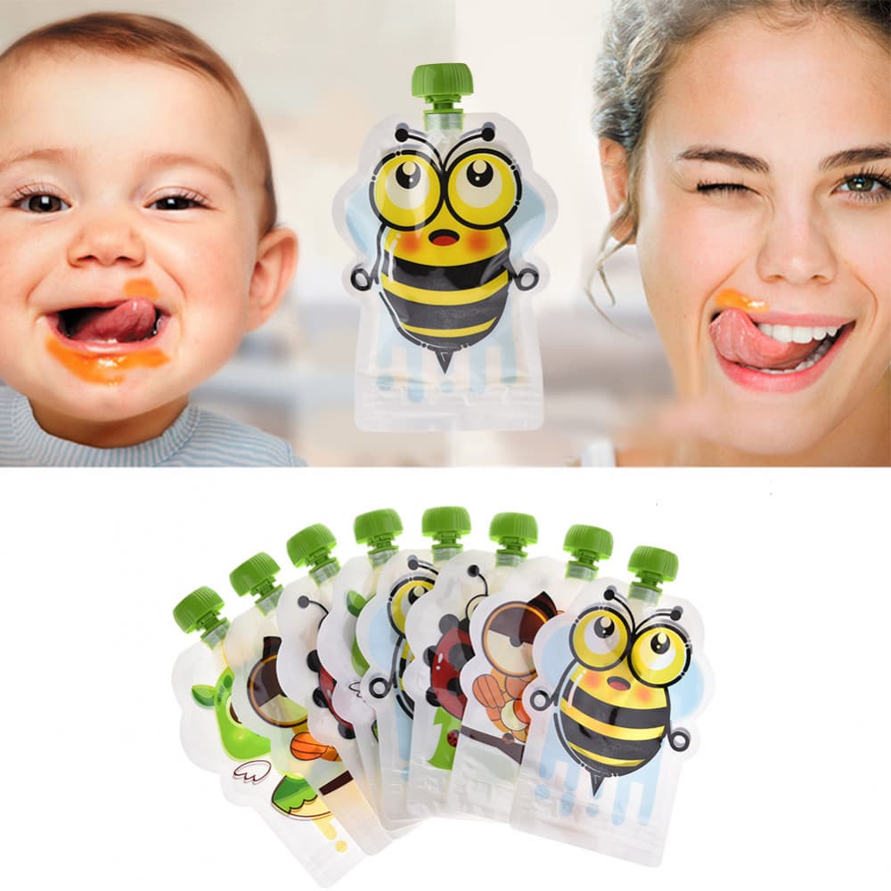 8 Pçs Reutilizáveis Bolsas De Comida Para Bebê BPA Livre Grau Alimentício Saco De Armazenamento De Alimentos Applesauce