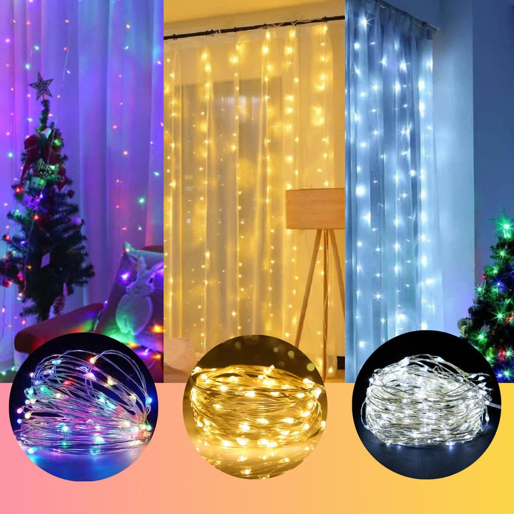 Cortina Led Decoração 3x3 Metros 110v/220v Bivolt + 300 Leds
