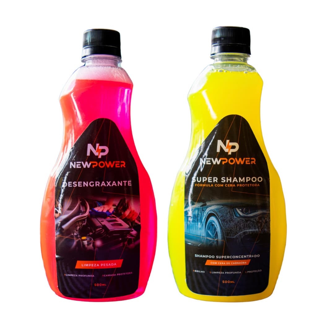 Shampoo Lava Autos Limpeza Profunda + Desengraxante Remove Graxas e Sujeiras pesada 500ml. New Power