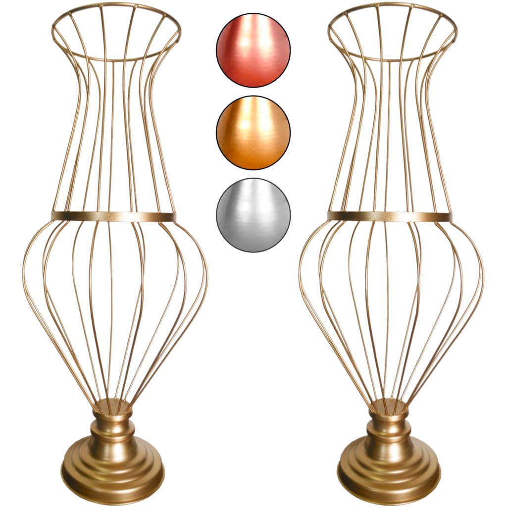 2 Vaso Dourado Armação Conde Grecia 60cm Para Pedrarias Decoração de Mesa Festa