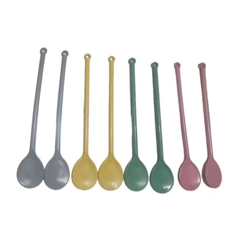 KIT 6  Colheres de Cabo Longo plástica CORES SORTIDAS  Para Jarra de Suco Colher Bailarina de Plástico