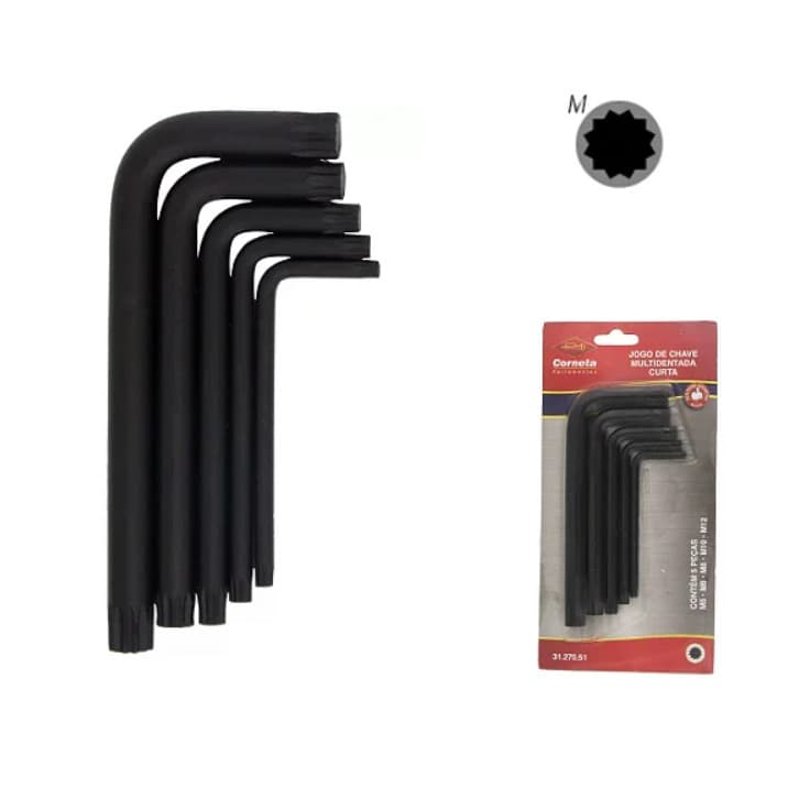 jogo chave multidentada kit 5 chaves multi dentada M5 ao m12