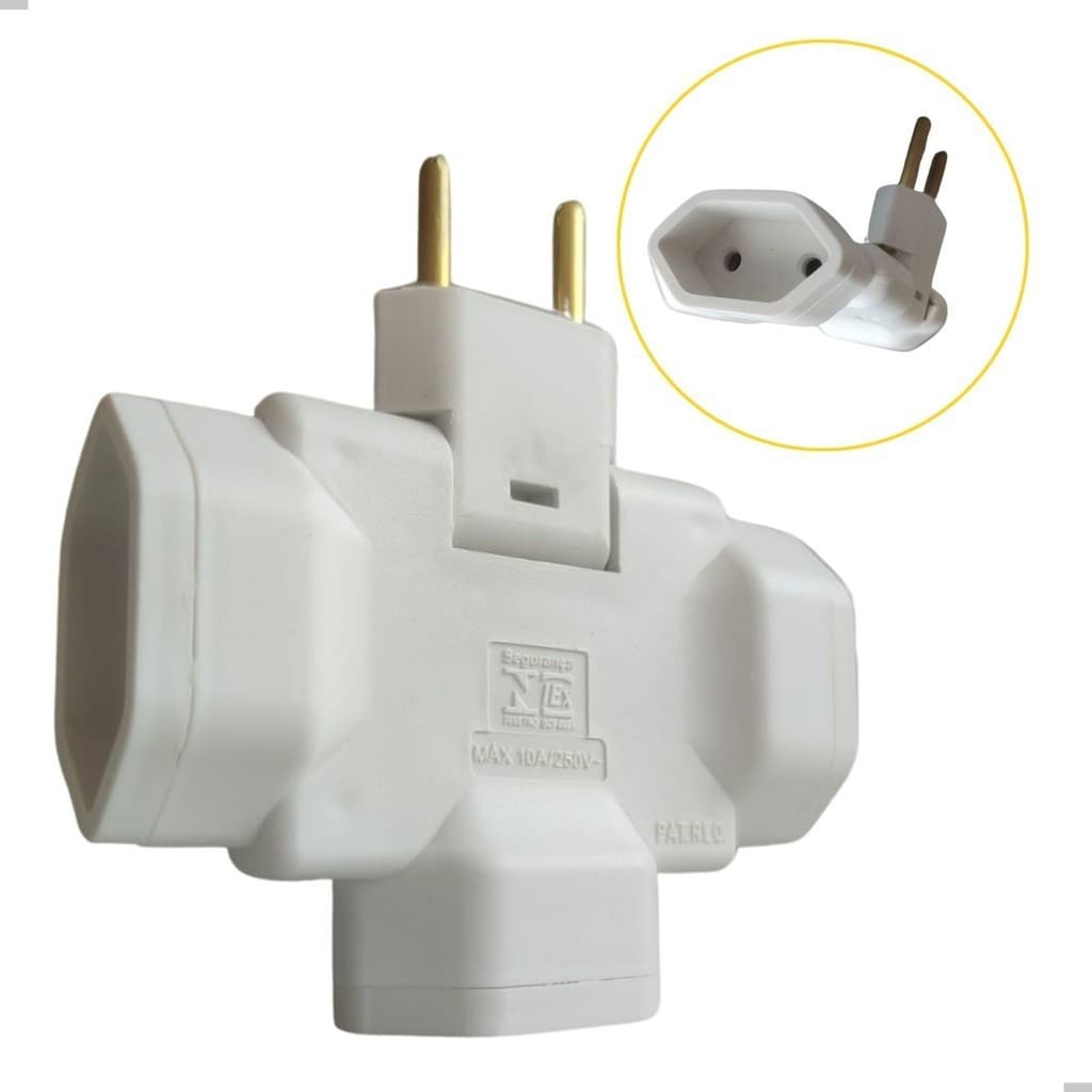 Adaptador Articulado Plug Benjamin T Tomada Selo INMETRO 10A