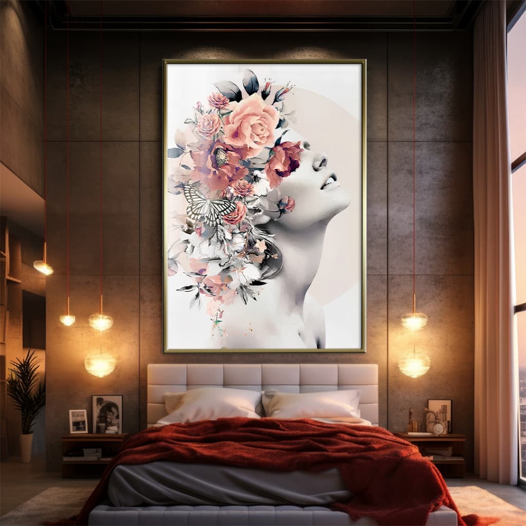 Quadro Decorativo GRANDE Alta Resolução Para Sala Quarto EscritórioMulher com flor 4