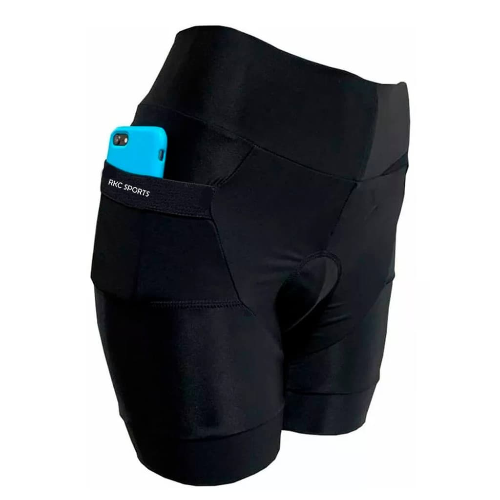 Bermuda Ciclismo Feminina Forro em Gel Mountain Bike Shorts Com Bolsos Confortável Preto Be Fast
