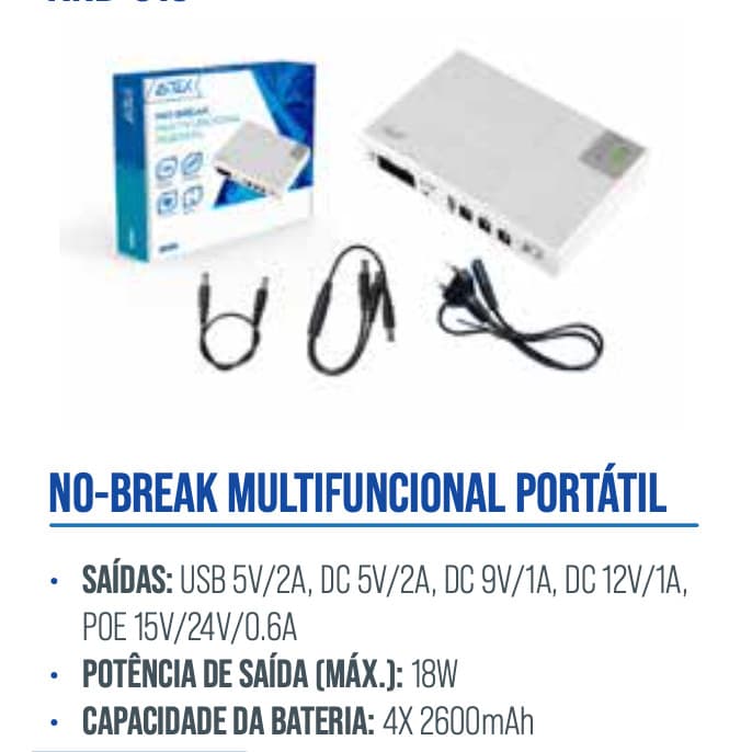 Mini Nobreak Ups 18w Usb Type-c Poe Roteador Wifi 5v Á 24v compatível com fechadura magnética câmeras dvr