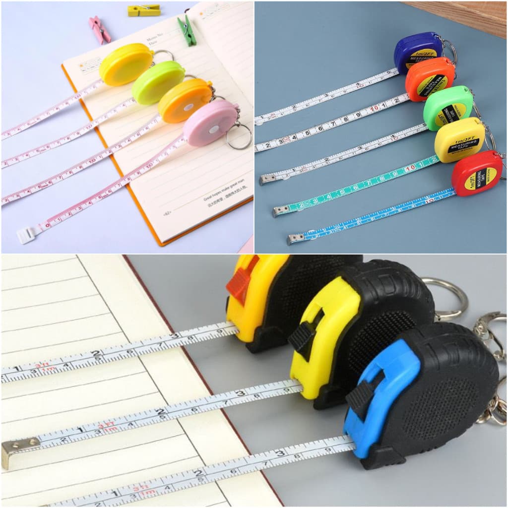 Kit 6 Mini Fita Métrica Retrátil Trena 1ate 1,5 metros Fofa Chaveiro Portátil