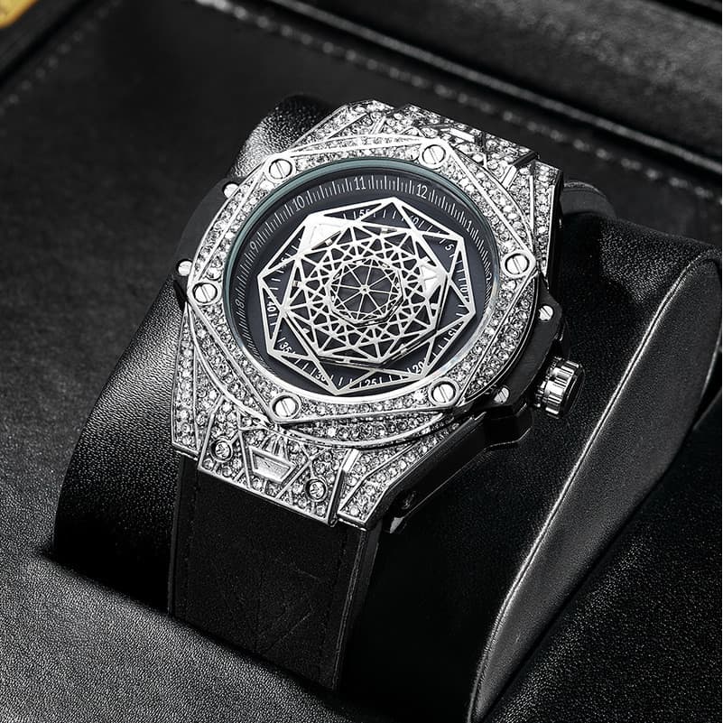 KIMSDUN Relógio masculino criativo da moda cravejado de diamantes Silicone luminoso à prova d'água relógio esportivo de