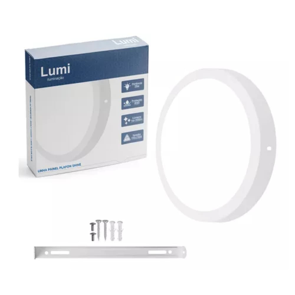 Painel Plafon Led Redondo Sobrepor 18w Branco Frio 22cm