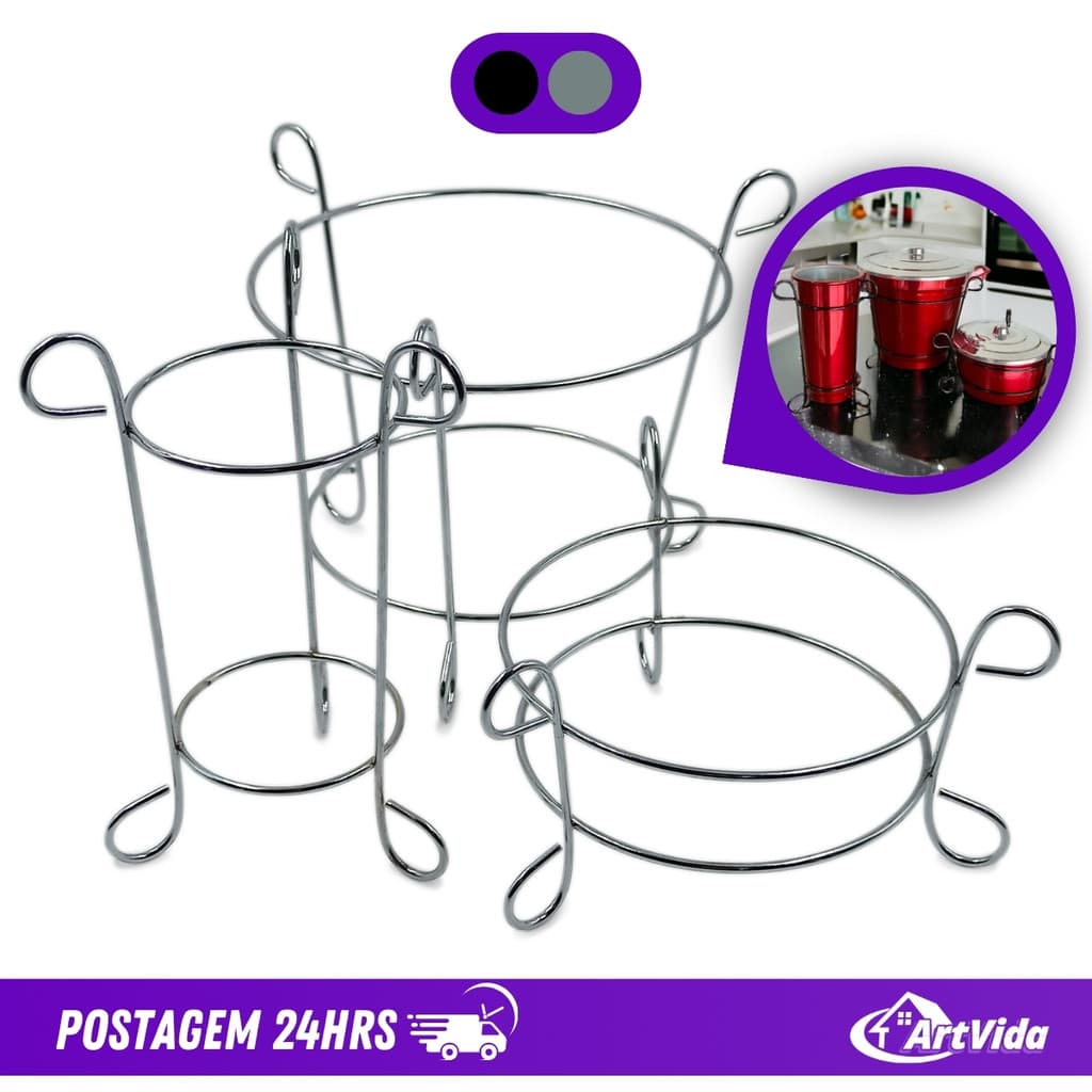 Suporte Porta Kit de Pia - 3 Peças para Lixinho Sabão Porta Detergente Preto Branco Rosa - ArtVida