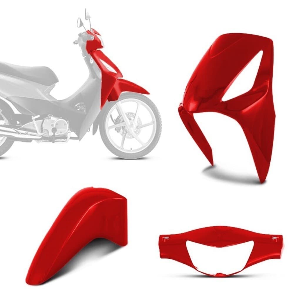 Kit Plásticos Carenagem Pro Tork 3 Peças Honda Biz 125 2006 2007 2008 2009 2010 Conjunto