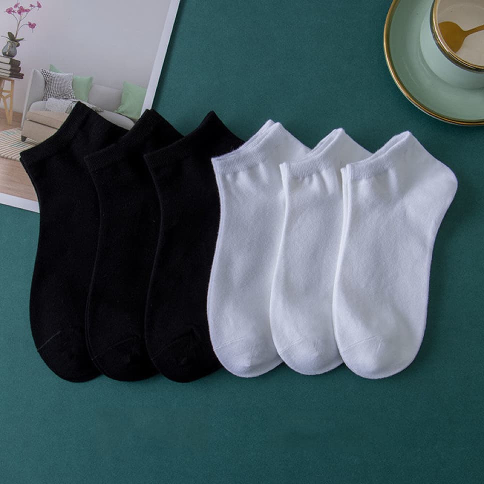 Kit 3, 6 Ou 12 Pares Meias Branca ou Preto Feminina e Masculina Cano Curto Soquete 35-40/40-46