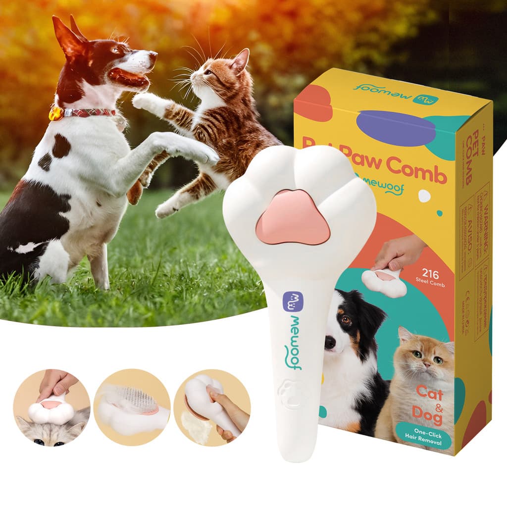 Escova Para Cães e Gatos Pet Rasqueadeira Removedora de Pelos Pente Inoxidável
